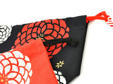 Sac à bento japonais rouge et noir